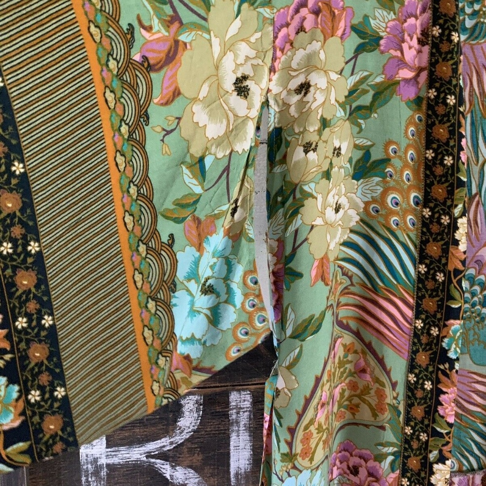 Bohemian Floral Peacock Kimono Duster Jacket - Picture 6 of 8